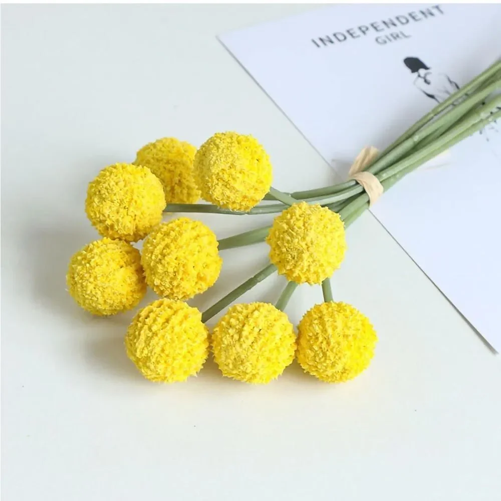 18 Pcs Artificial Billy Ball Flowers Yellow & Orange